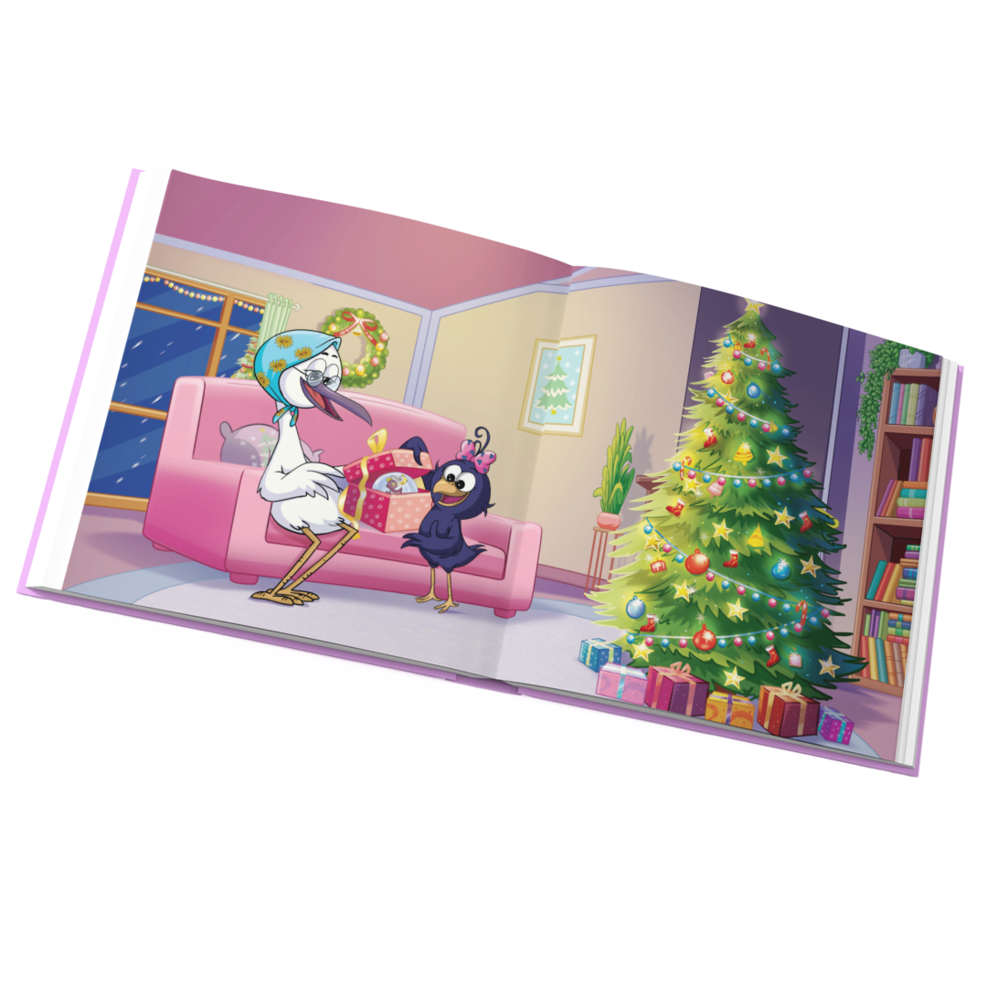 Curly Crow Christmas, image of Curly Crow and Grandma opening presents on Christmas day.