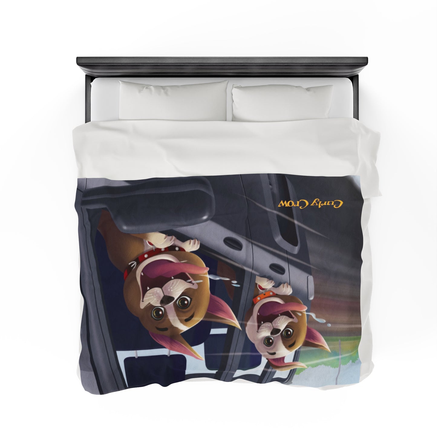 Cozy kids’ blanket featuring playful illustrations of Rooger and Loki, perfect for snuggly storytime adventures.