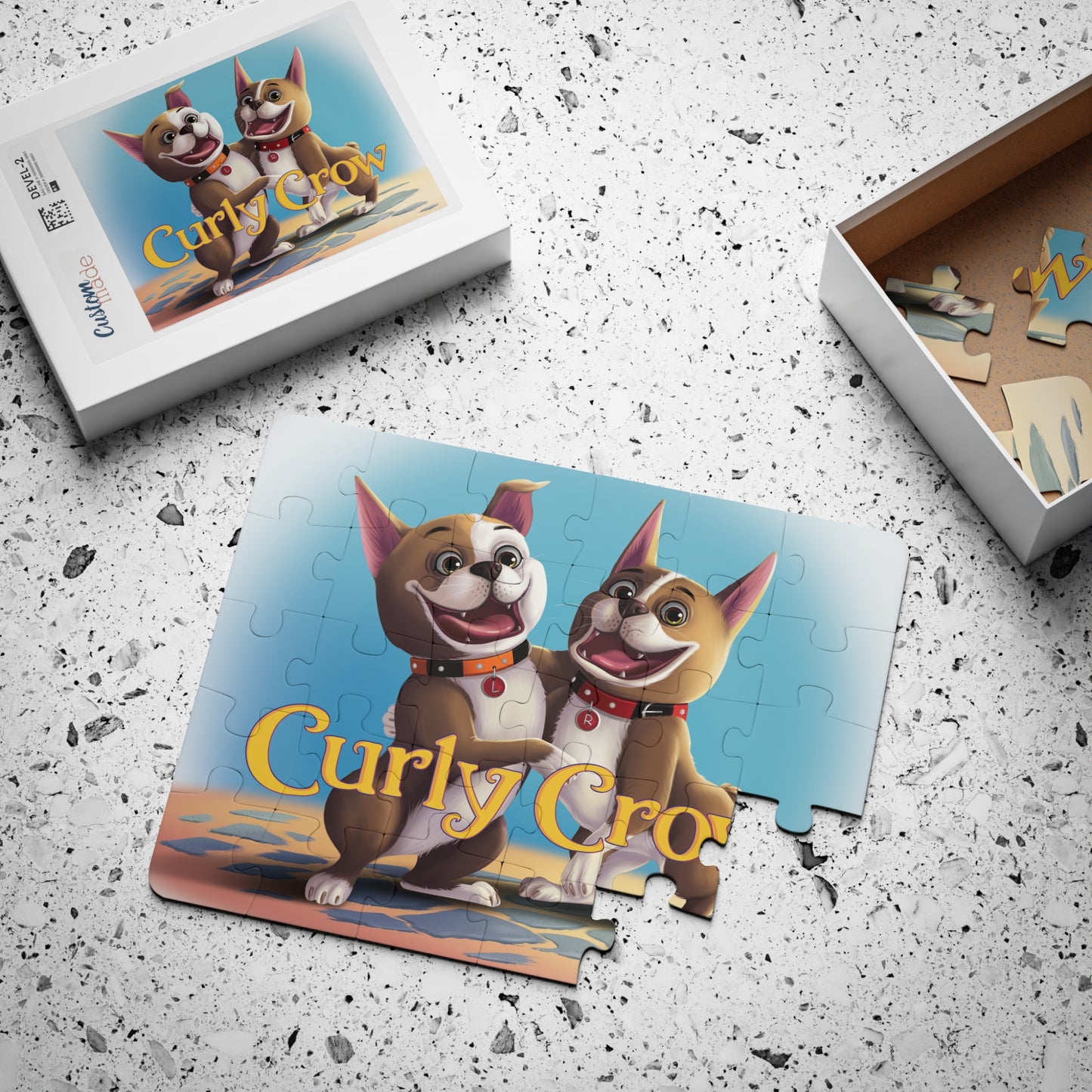 Puzzle box with the Rooger and Loki design, including the reference photo.