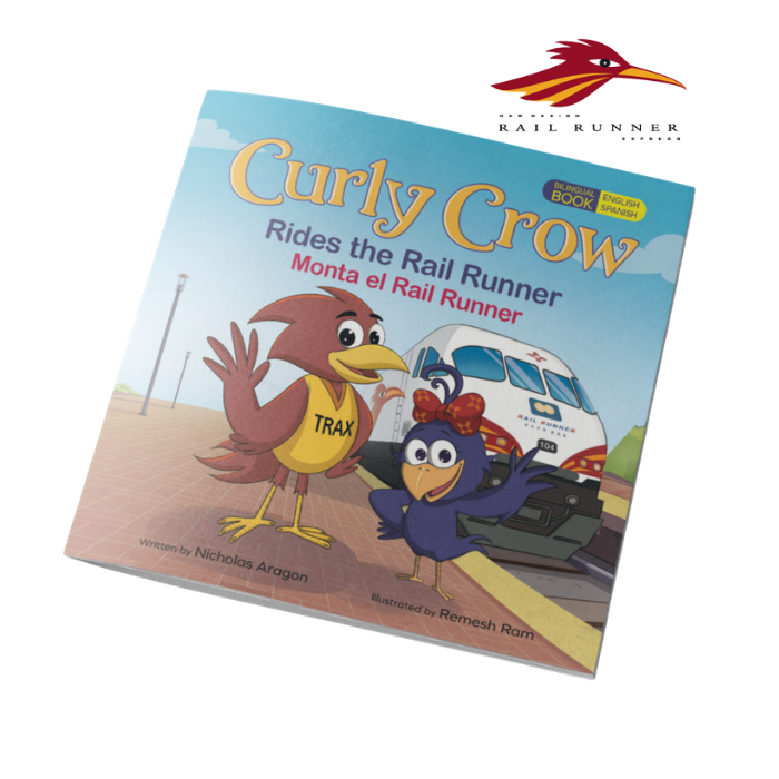 Curly Crow Rides the Rail Runner | Bilingual Kids Train Book