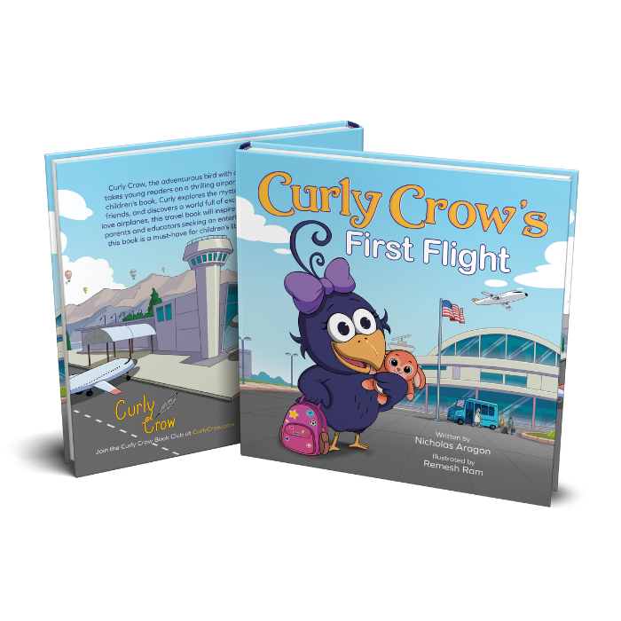 Cover of Curly Crow’s First Flight – children’s book about courage and airplanes