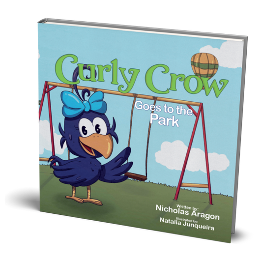 Book cover "Curly Crow Goes to the Park". Picture Books that Inspire kids to try new things