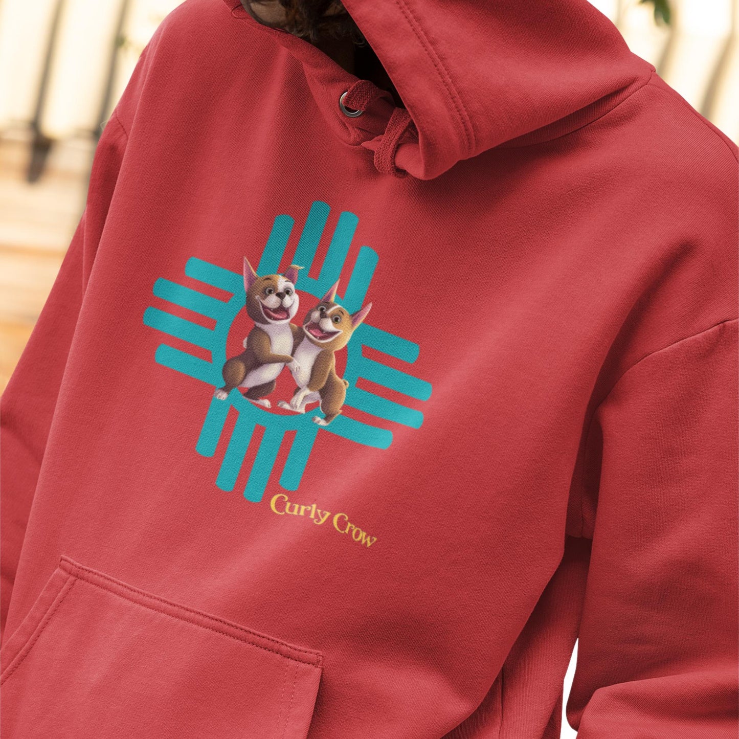 Hoodie with Rooger & Loki Boston Terriers and New Mexico Zia symbol