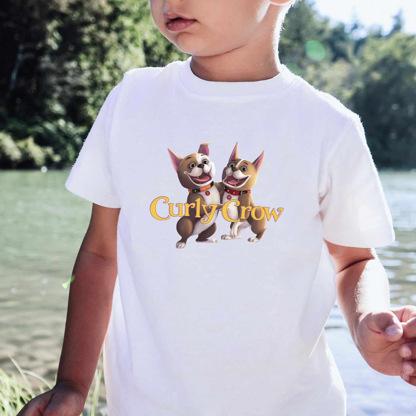 Boston Terrier T-Shirt with Rooger and Loki from Curly Crow Books. Boys and girls custom t-shirt.