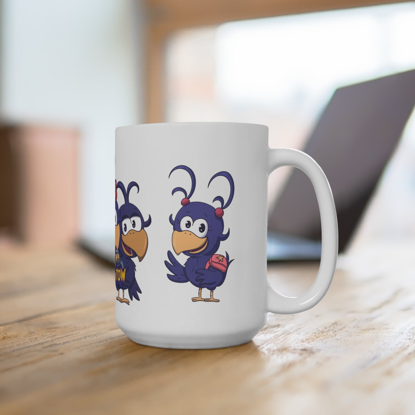 Curly Crow character 20 ounce mug with book character Lazy Boy and Pig tales
