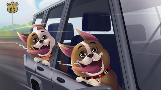 Image of Rooger and Loki riding in the 4Runner.. 