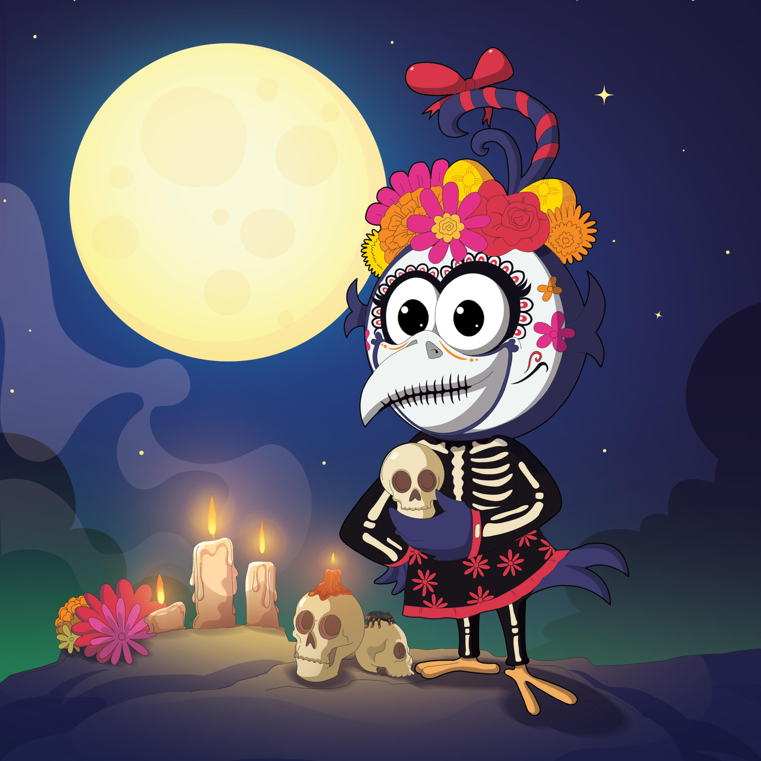 Day of the Dead Curly Crow image for Spanish Edition kids books for ages 2-12
