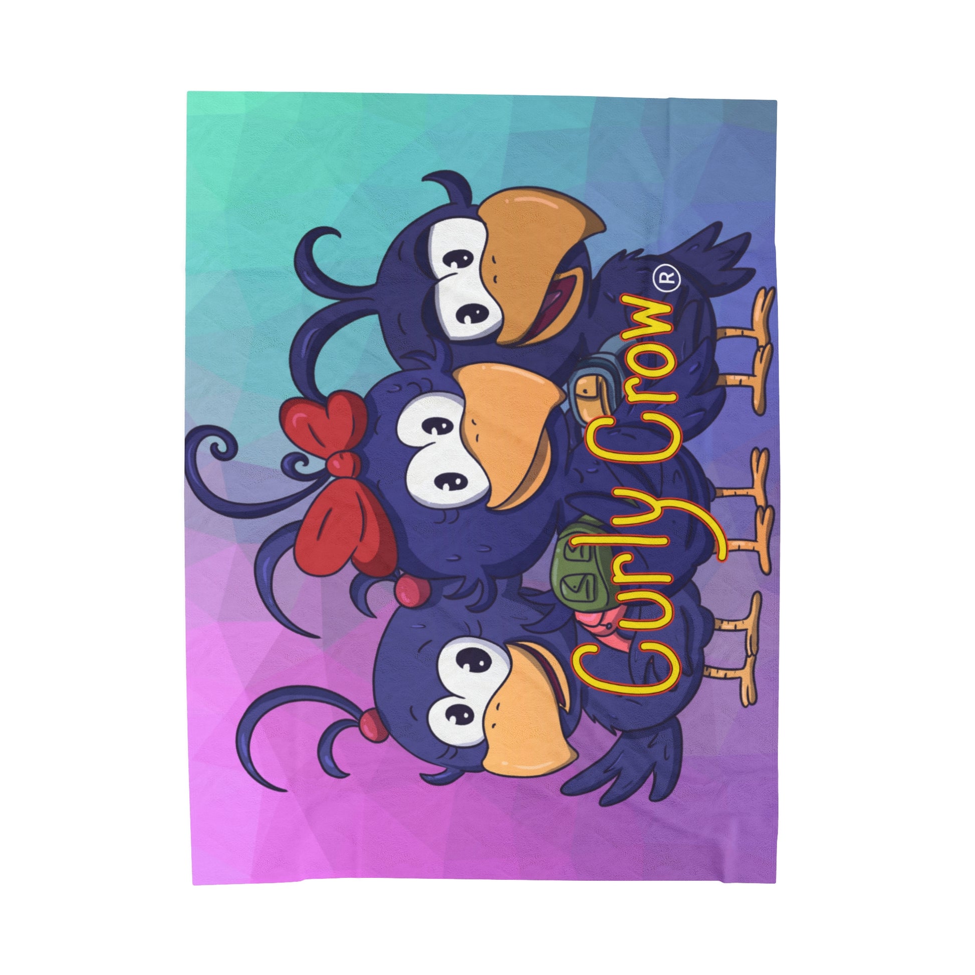 Curly Crow Cozy Blanket - colorful logo