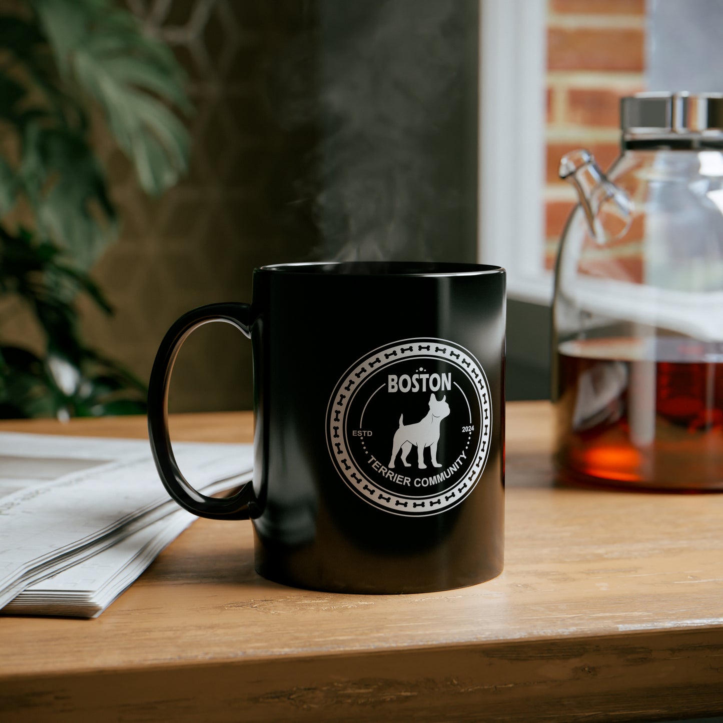 Curly Crow Boston Terrier Community coffee mugs