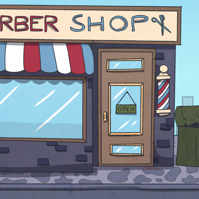 barbershop pic from Curly Crow Gets a Haircut Book for kids ages 4-8