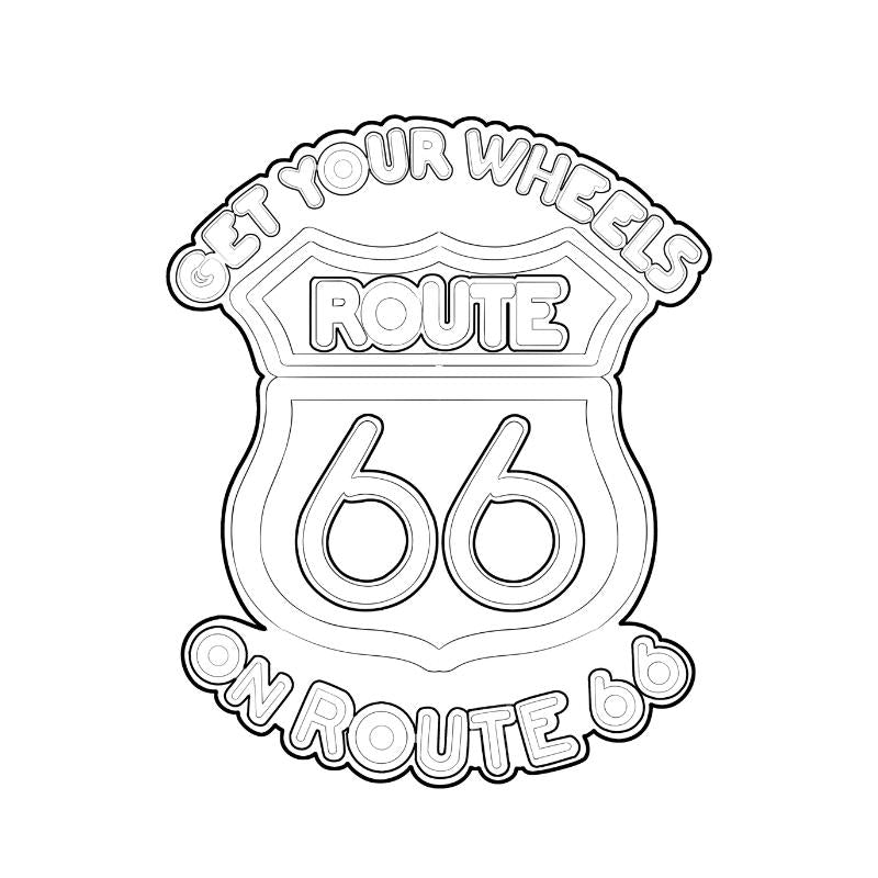 Route 66 logo with text 'Let your wheels on Route 66'