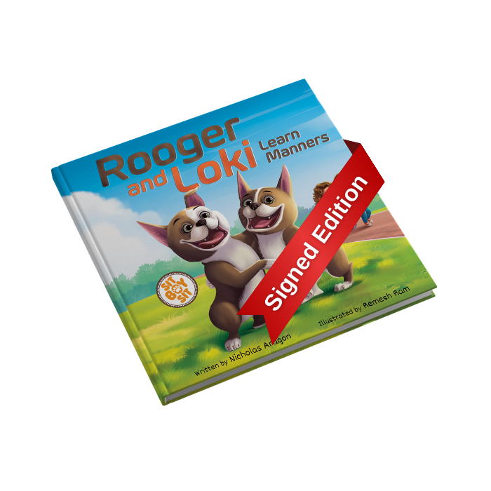 Rooger and Loki Learn Manners – Signed Seasonal Paperback Edition