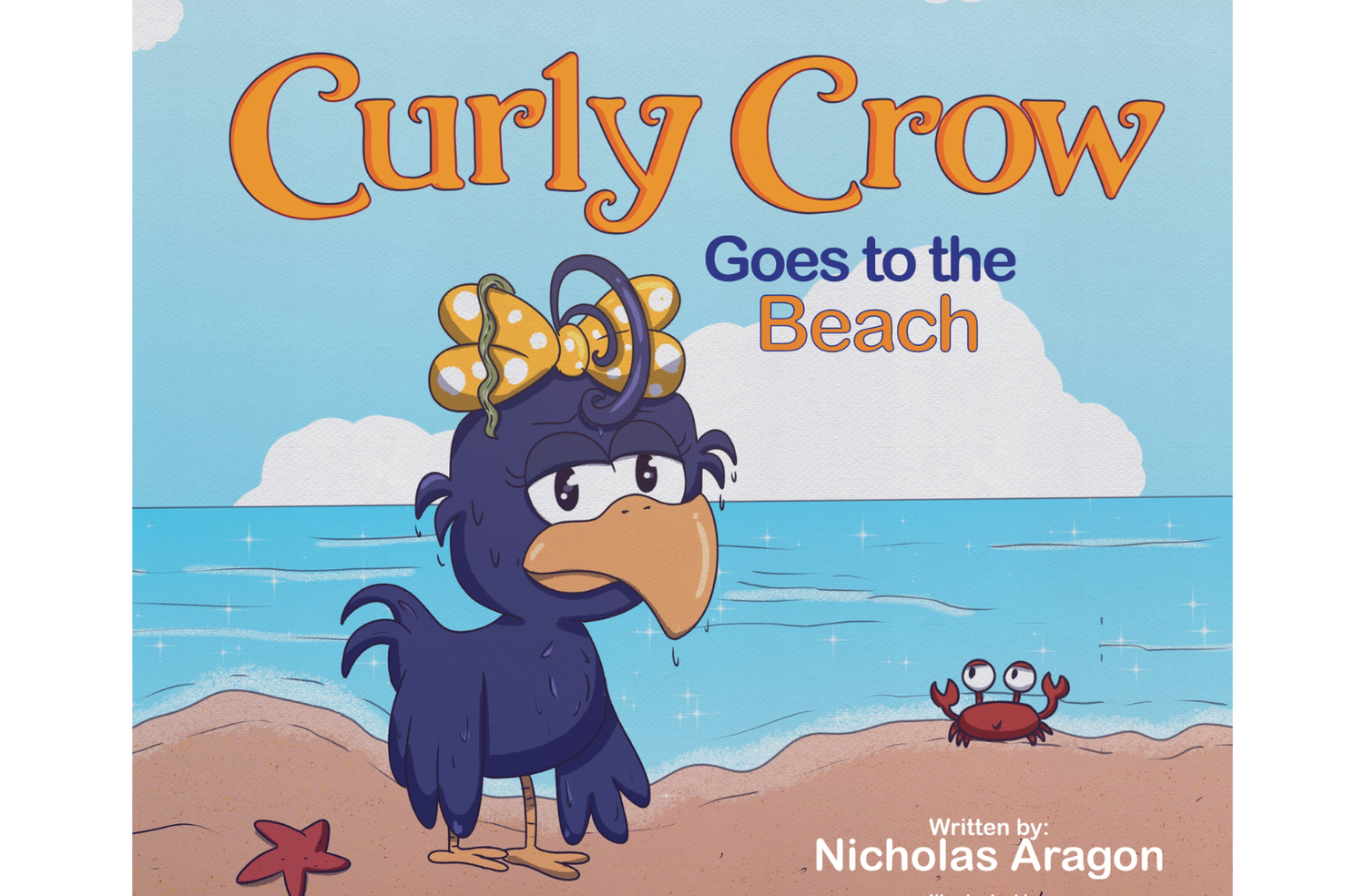 Children Illustration of Curly Crow at the Beach - Dealing with bullies 