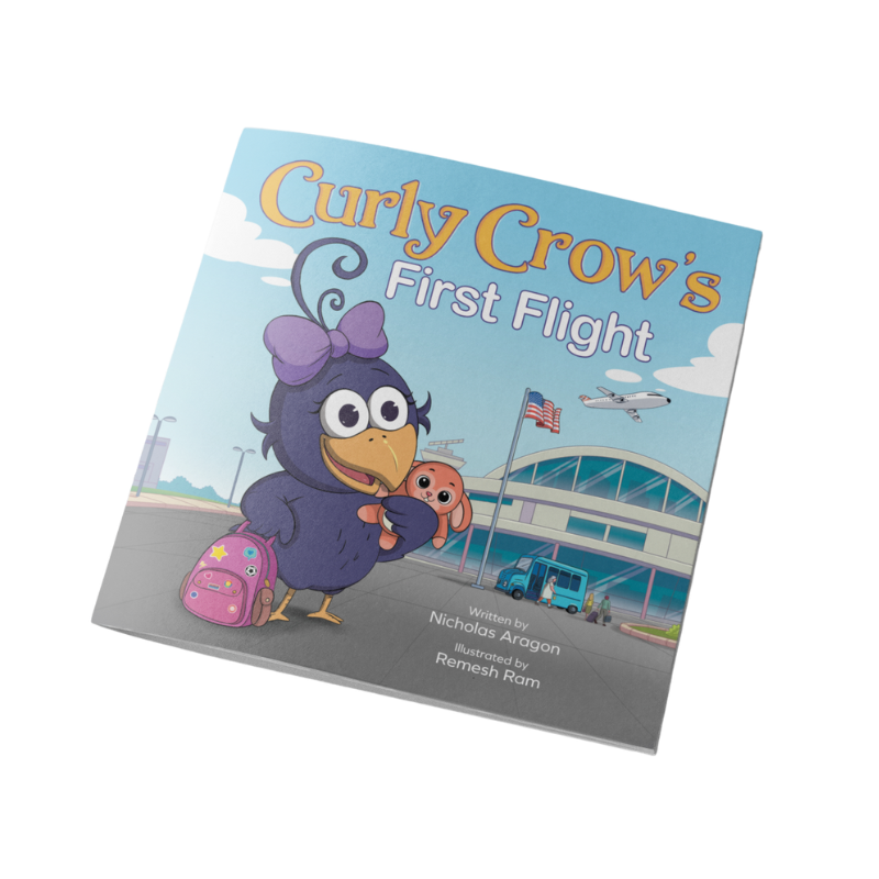 Curly Crow's First Flight Airplane travel book for kids