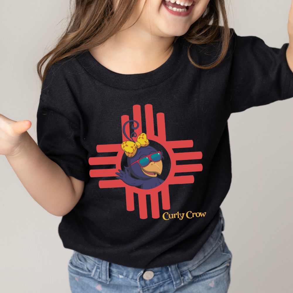 Curly Crow Kids t-shirts Zia New Mexico design